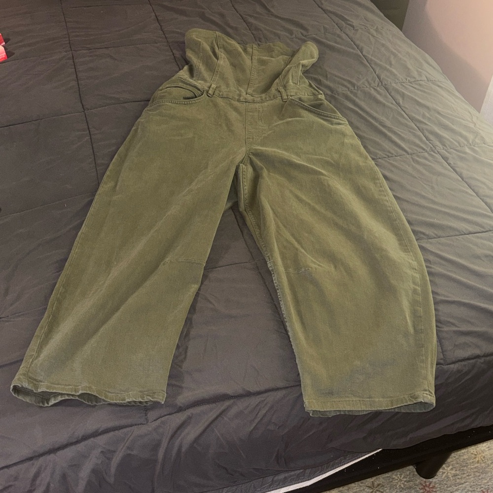 We The Free Olive Green Corduroy Jumpsuit